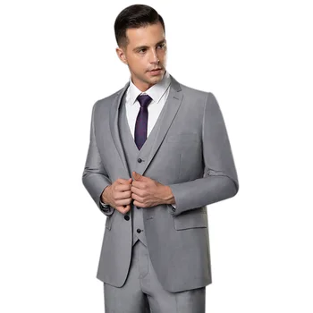 

Solid Color slim fit male 3 piece suits wedding dress men Business Casual blazer Wedding Prom Dinner Suits Groomsman Wear tuxedo