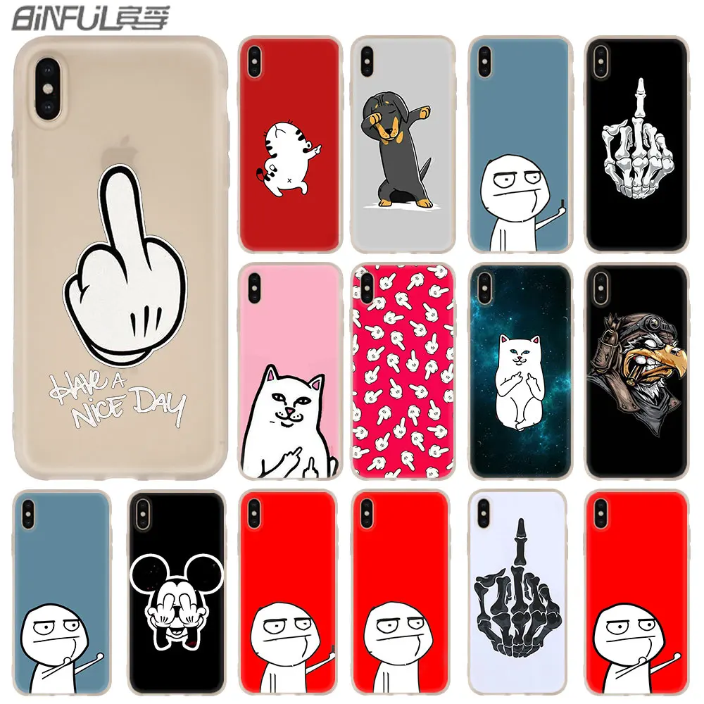 

meme face Middle Finger Funny Cartoon Case for iphone XS 11 Pro Max XR X 10 Cover Phone Cases for iphone 7 8 plus 6s 5 4s