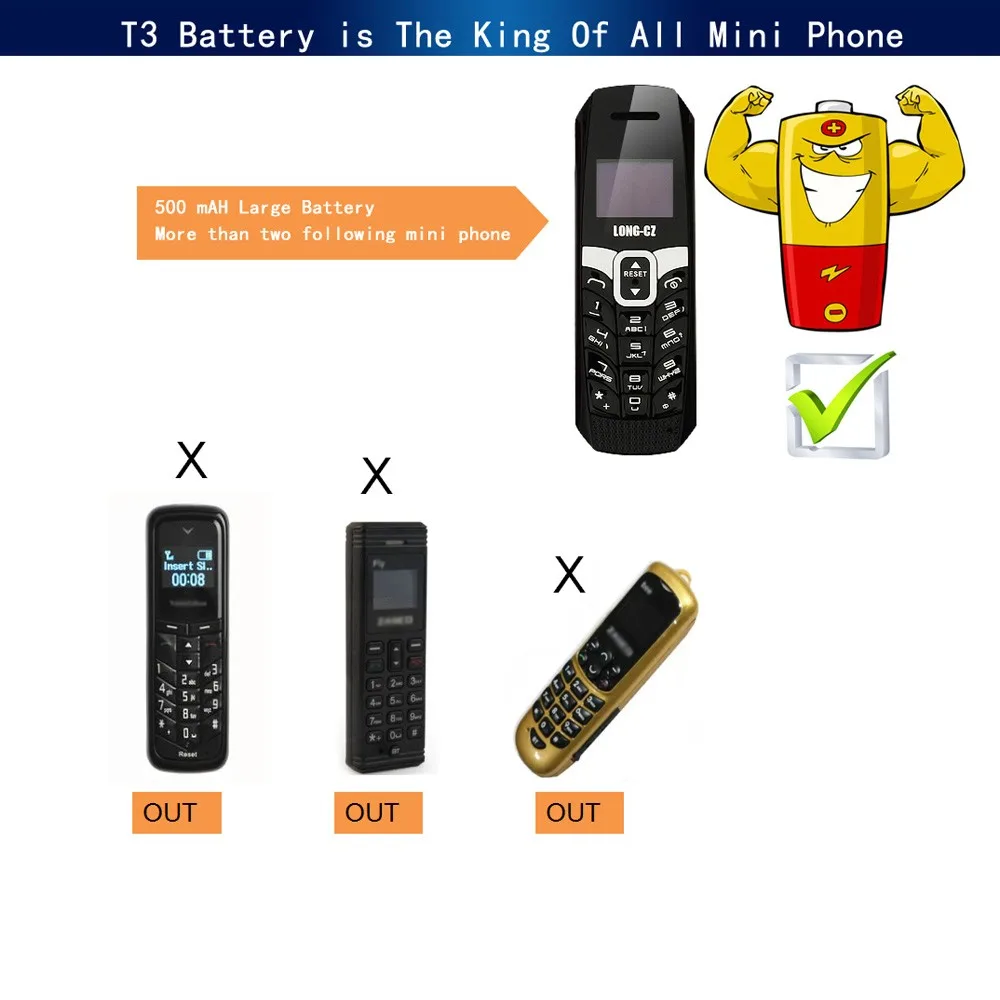 Длинный-cz T3 самый маленький тонкий мини мобильный телефон Bluetooth 3,0 номеронаборник Телефонная книга/sms/музыка синхронизация Fm волшебный голос