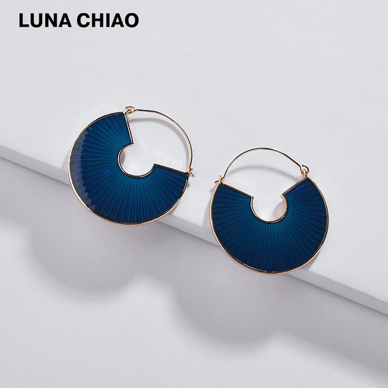 LUNA CHIAO бутик ювелирных аксессуаров геометрический круглый эмалированный металлический Висячие серьги для женщин
