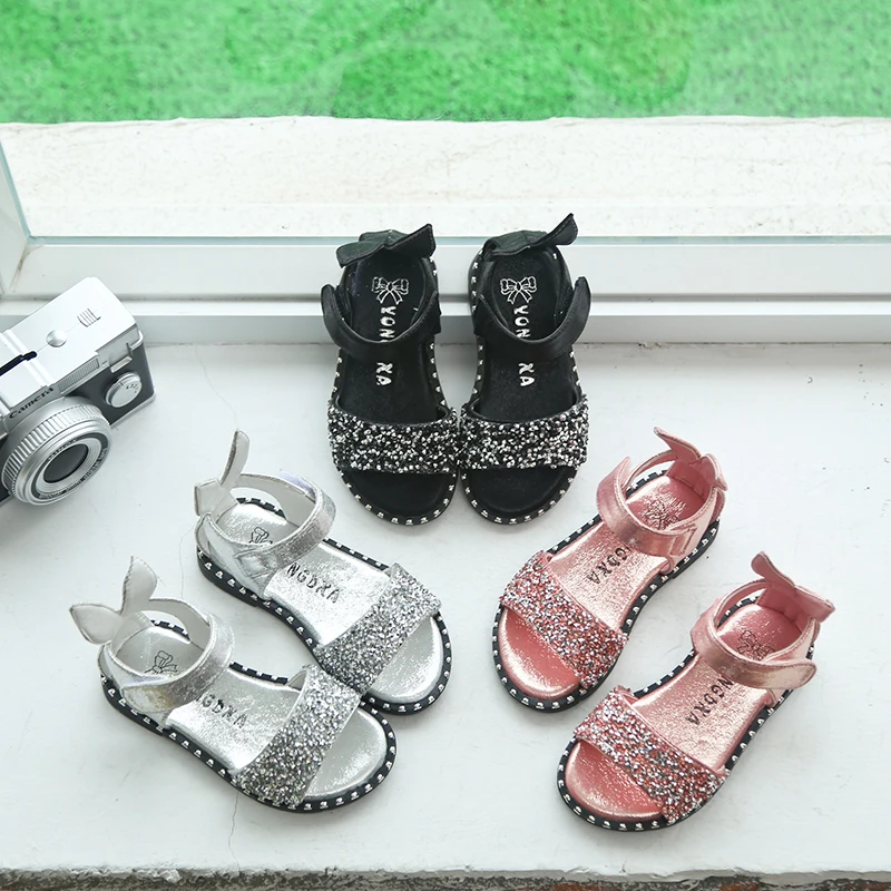 

Sequins Children's Sandals 2018 Summer New Girls Baby Shoes Rhinestone Cute Sandals Rome Shoes