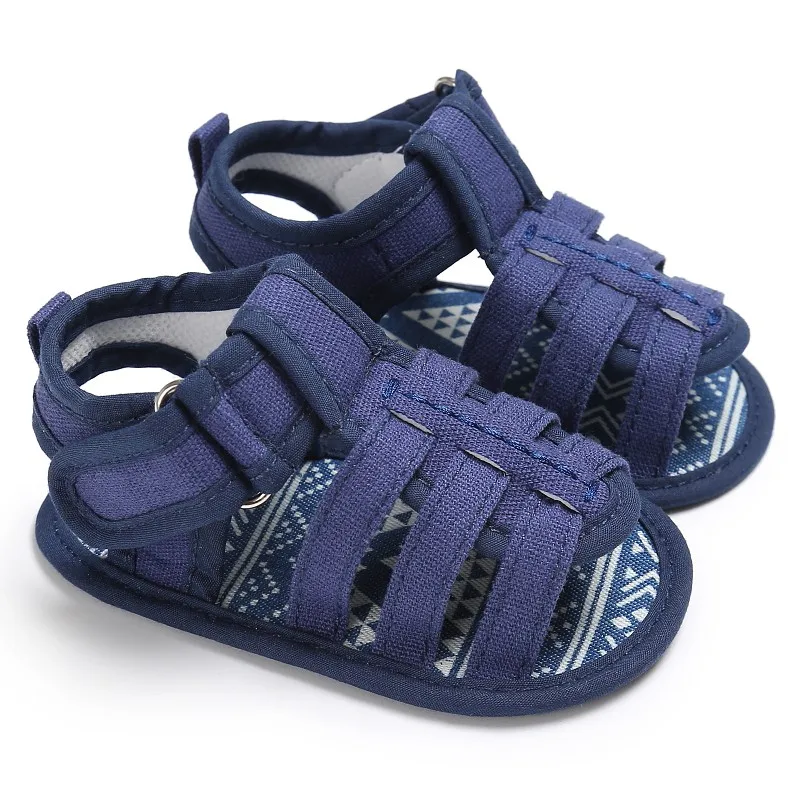 

2018 Summer Baby Casual Shoes Male Soft Canvas Sandals Baby Toe Cap Covering Boys Sandals