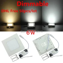 50 шт. 6 Вт dimmable Панель свет AC85-265V Яркость с Адаптеры питания теплые/холодный белый Дополнительно DHL