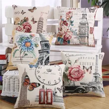 Hap-подушки с оленями цветок башня Парижа Американский Винтажный стиль наволочки подушек для сидения cojin продвижение дома декоративные