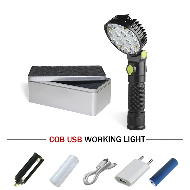 

powerful led Flashlight 12 led 18650 rechargeable battery COB flash light waterproof USB torch Lanterna linterna zaklamp latarka