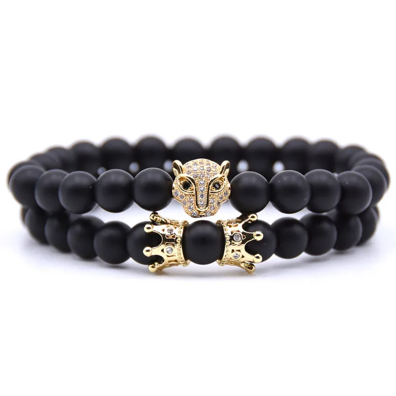 

Leopard head Couple Bracelet Men Jewelry Bracelets For Women Pulseira Masculina Jewellery Feminina Bileklik Elastic Crown Armban