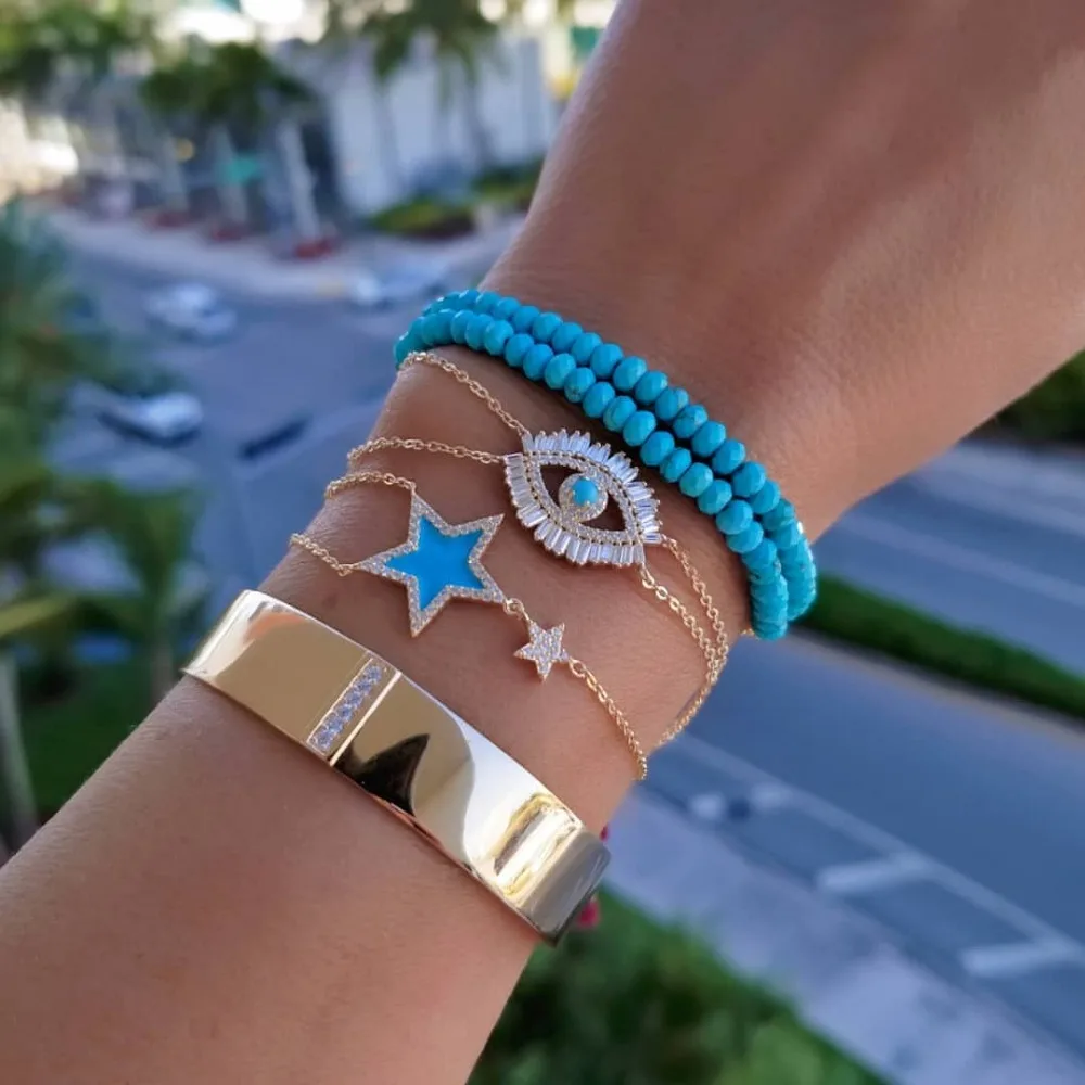 

New Simple Design Turkish Evil Eye Bracelet Fashion Charm Hand Chain Bracelets femme Adjustable bracelets & bangles jewelry
