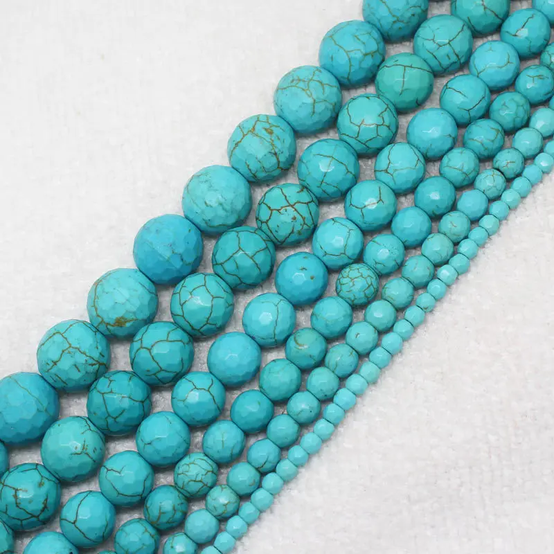 

Good Qulity 4-14mm Faceted Blue Turquoises Round Bead15",BeadsFor DIY Jewelry Making !We provide mixed wholesale for all items!