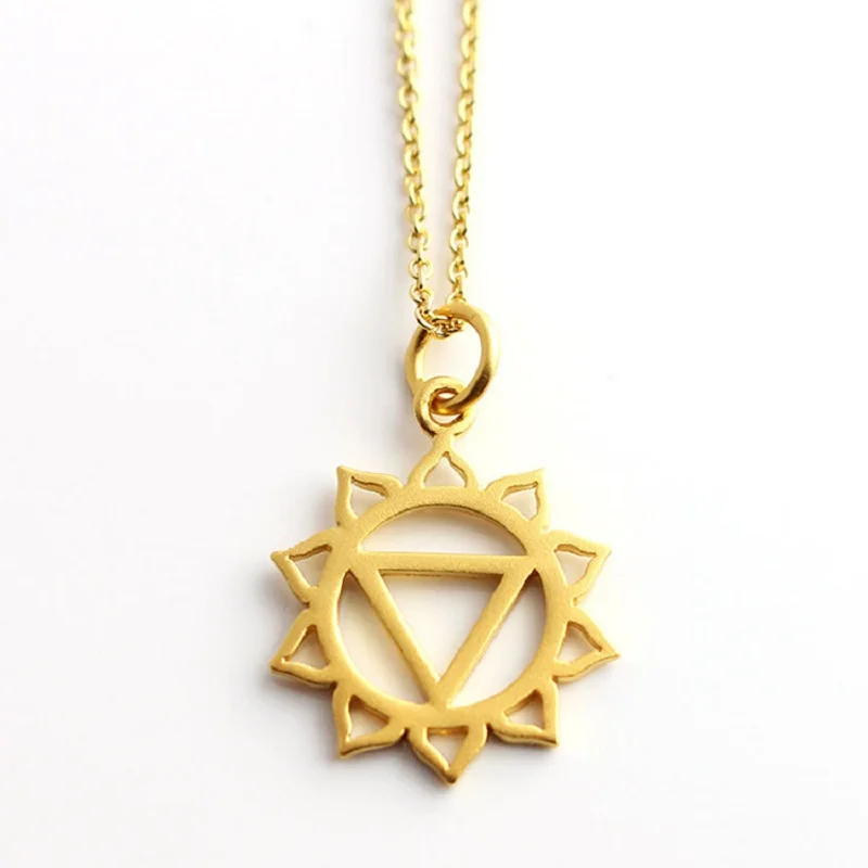 

1PCS Fashion Alloy Yoga 7 Chakras Necklace 50cm Gold Rolo Chain Necklace Jewlery