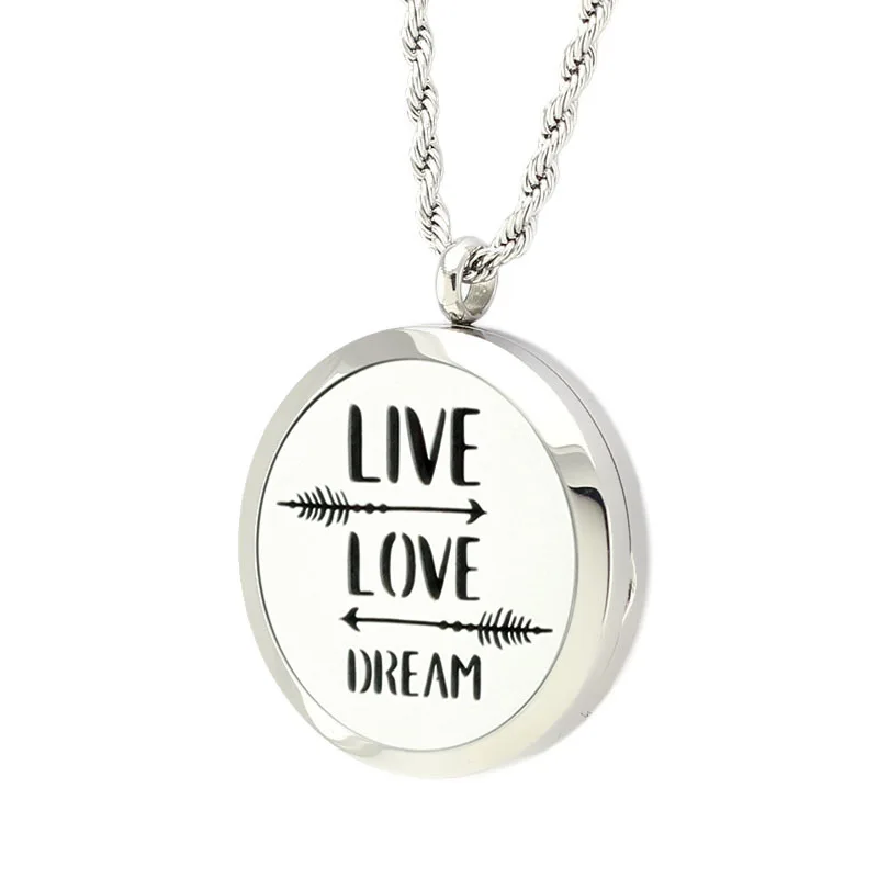 316L Нержавеющая сталь LIVE LOVE DREAM Подвеска для ароматерапии диффузор эфирных масел