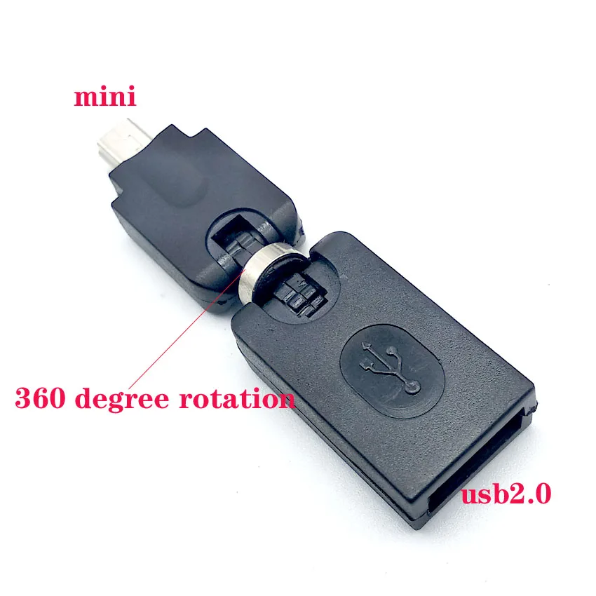 

2pcs OTG adapter head USB mini5P adapter can be rotated to 5P USB2.0 data transmission and adjustable car dedicated card reader
