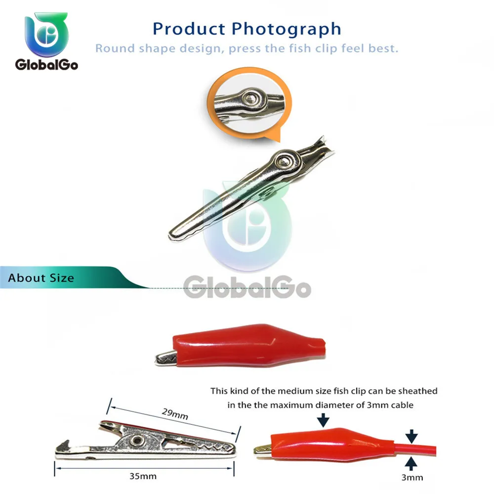 10 пара/лот 35 мм металлический зажим типа крокодил P2001 Электрический зажим для измерительный щуп метр Черный и красный с зажим в пластике