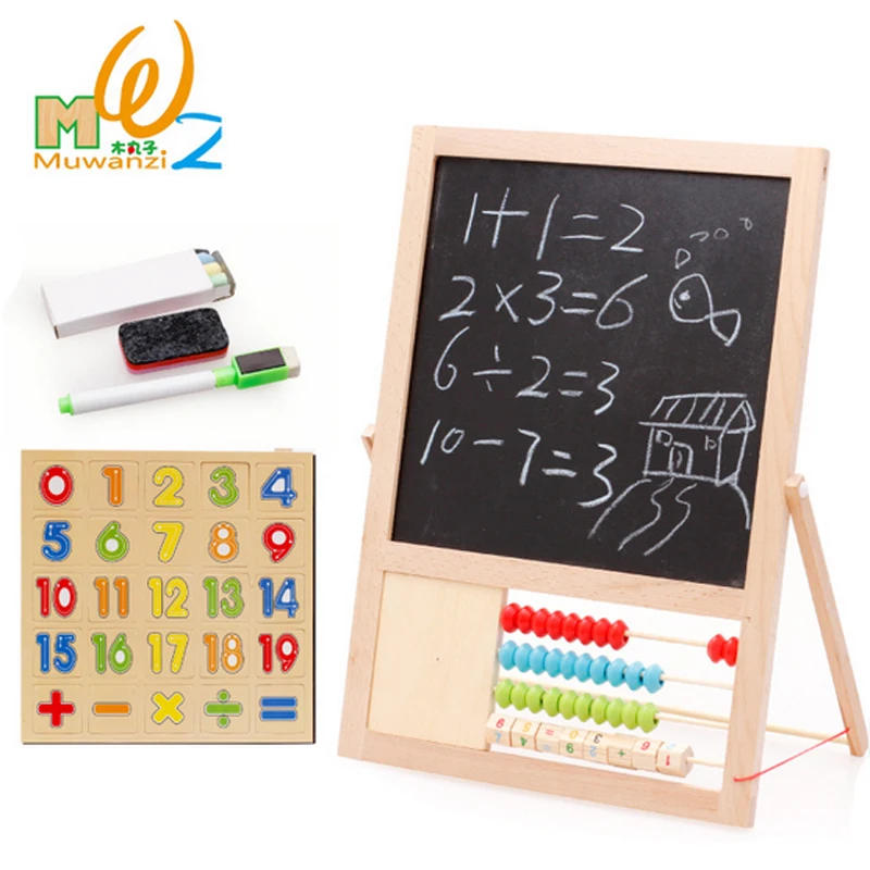 

New Wooden Multifunctional Children Writing Magnetic Drawing White Board Blackboards Double Side Early Educational Toys For Kids