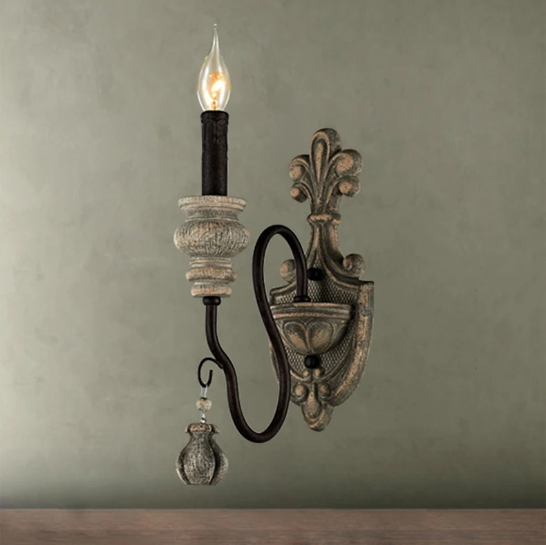 Engraved Resin Wall Lamp American country Iron Loft Style Sconce bedside wall lights Nodic home bedroom mirror | Лампы и освещение