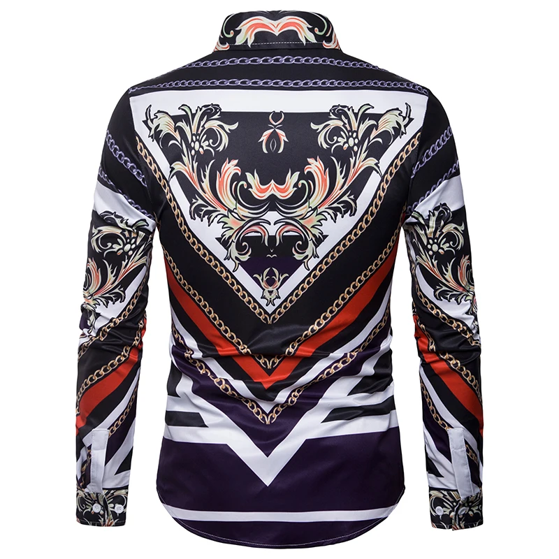Luxury Brand Men's Dress Shirts 2018 Stylish Striped Design Slim Fit Shirt Men Casual Baroque Style Long Sleeve Camisa Masculina