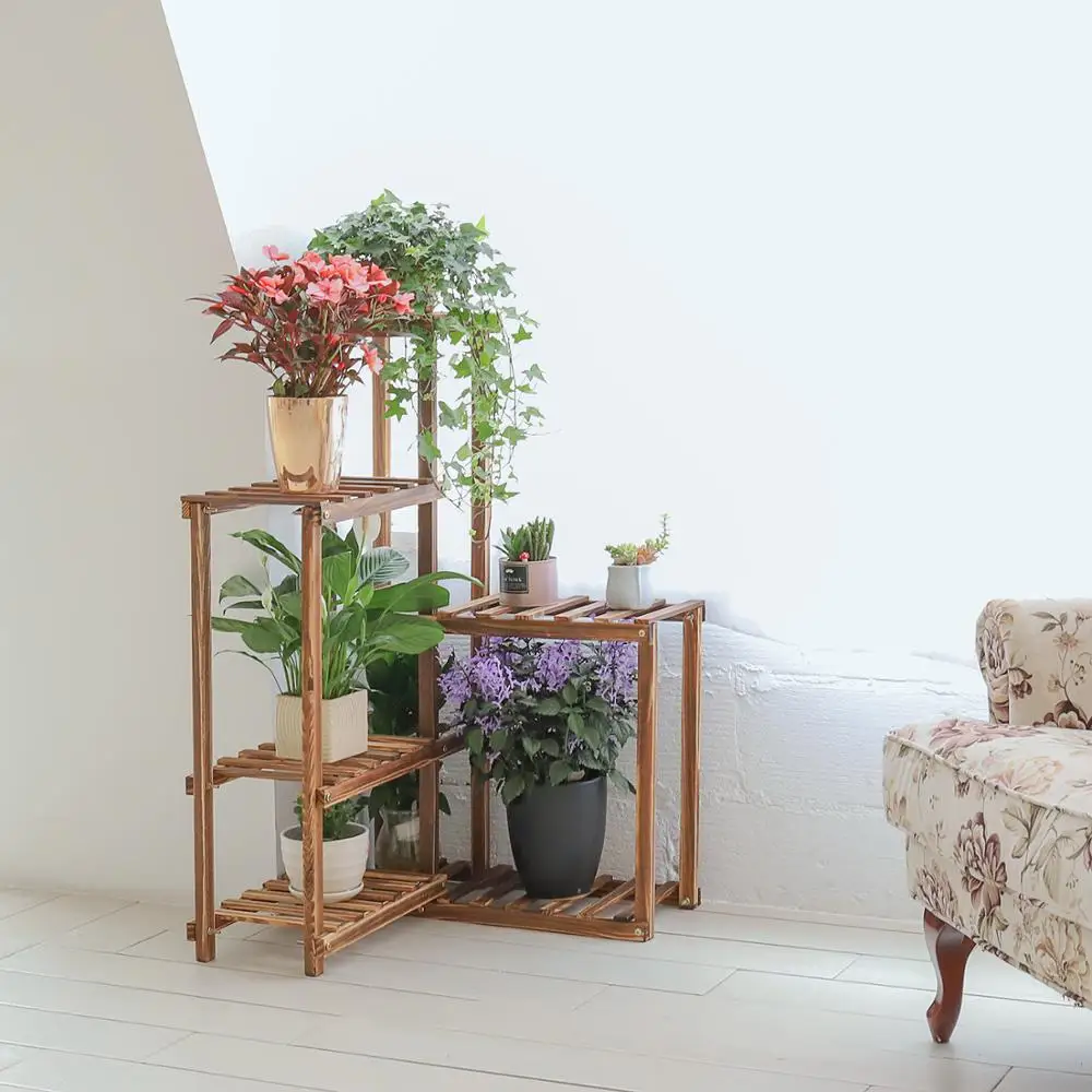 

Multifunctional Wooden Plant Stands 6 Tier Garden Flowers Pot Rack Planter Display Shelves for Yard Decor, Easy Cleaning