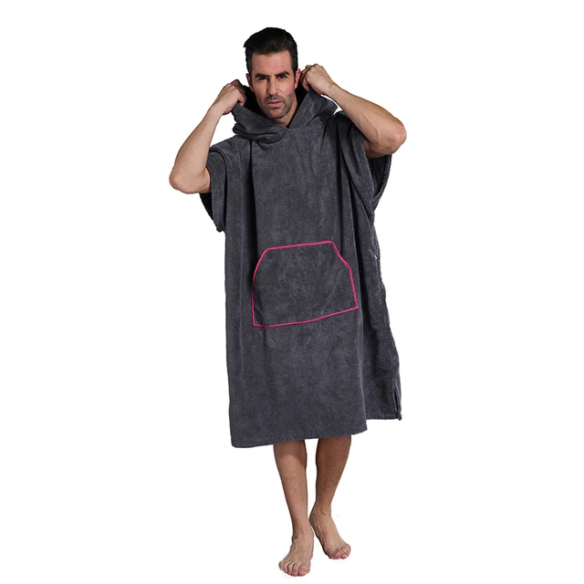 Sleeveless Changing BathRobe with Pocket, Surf Poncho Towel with Hooded, One Size Fit All