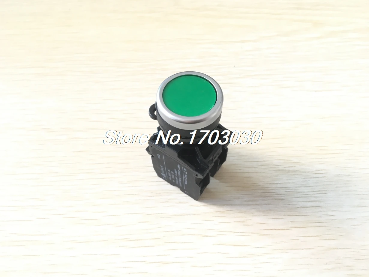 

400V Ui DPST Green Flat Button Momentary 1NO 1NC Pushbutton Switch