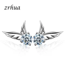 ZRHUA para mujer elegantes pendientes de ala para niñas regalos de cumpleaños plata de alta calidad 925 pendientes de joyería minimalista(China)