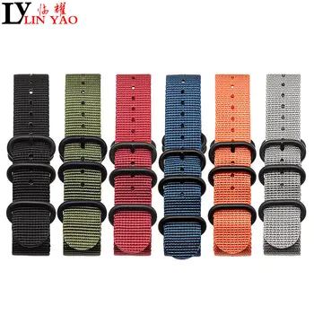 

NATO Watchband Nylon Strap Black Ring Buckle 18mm 20mm 22mm 24mm for seiko Replacement Band Watch Accessories Exempt postage