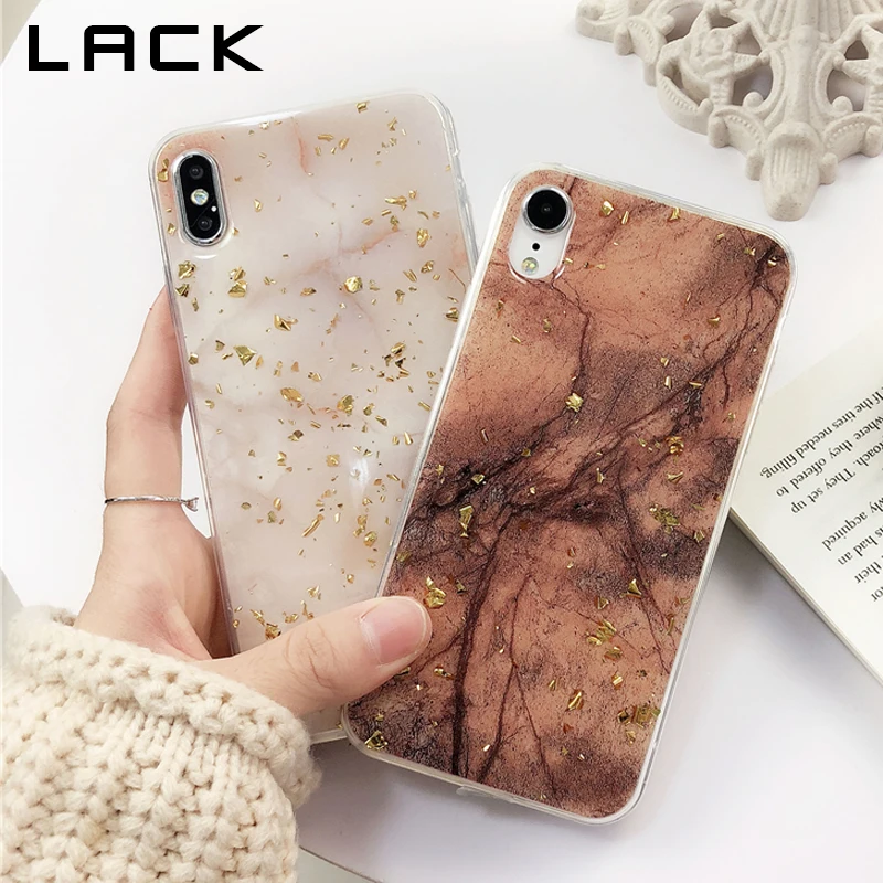 Чехол LACK с золотой фольгой и мрамором для iphone 11 11Pro Max XS XR X 6S 6 7 8 Plus роскошный модный