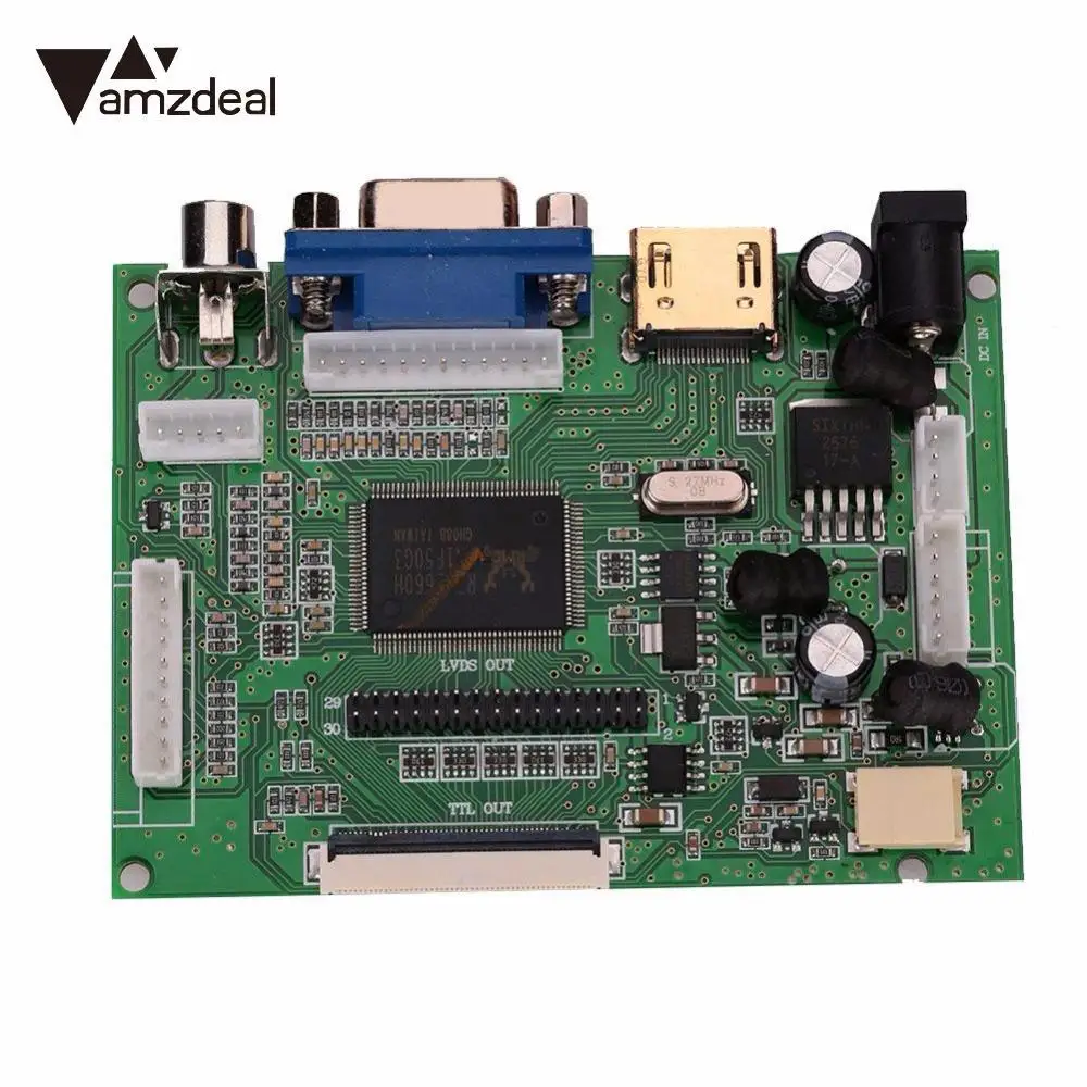 

AMZDEAL New HD LCD Display 1024*600 TFT Monitor Screen + Drive Board HDMI / VGA + Remote Control For Raspberry Pi 2/3
