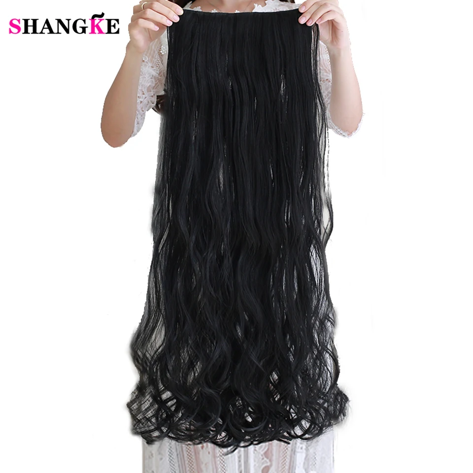 

SHANGKE SHANGKE 80CM 100CM Long Wavy Women Clip in Hair Extensions Heat Resistant Synthetic Hair Piece Black Colour Hairstyle