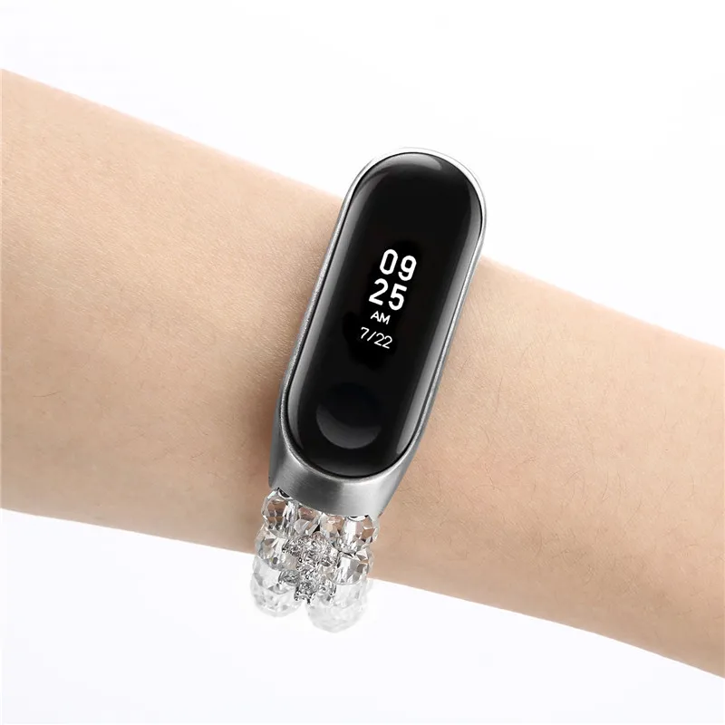Ремешок для часов xiaomi Mi band 4 эластичный браслет с агатом и жемчугом Xiaomi mi 3