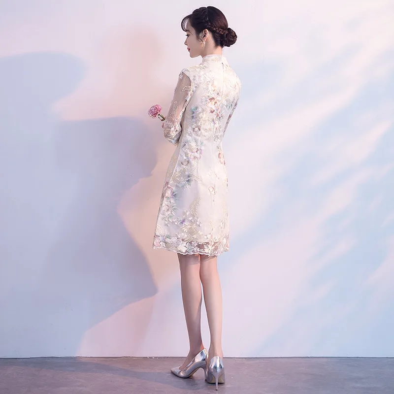 Сексуальное розовое женское Короткое платье Cheongsam летнее традиционное в