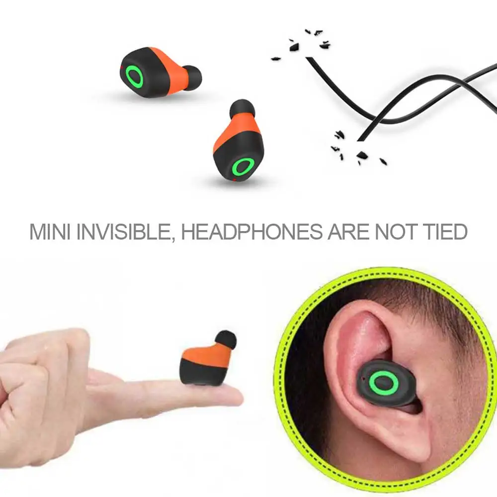 

1Pcs Bluetooth Earbud Mini Invisible Bluetooth earphone 12 Hours Playing Time Sweatproof Car Headset with Mic,storage box