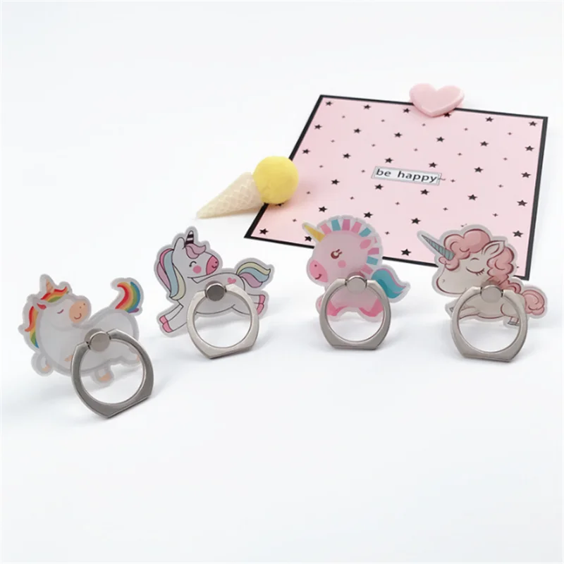 New Arrival Mobile Phone Holder Metal Finger Ring Holder Rainbow Unicorn Phone Ring Holder Cartoon Phone Stand Support