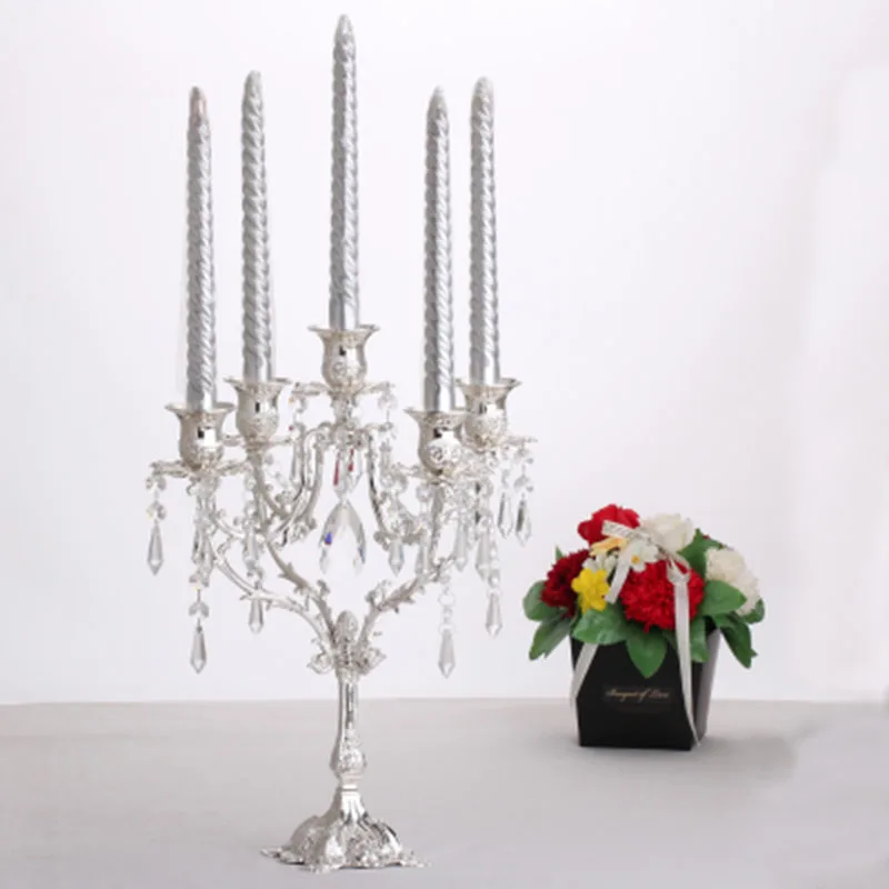 PEANDIM European Style Crystal Candlestick Wedding Centerpiece Candelabra Dinner Deco Luxurious Romantic Candlelight 3&5 Lights
