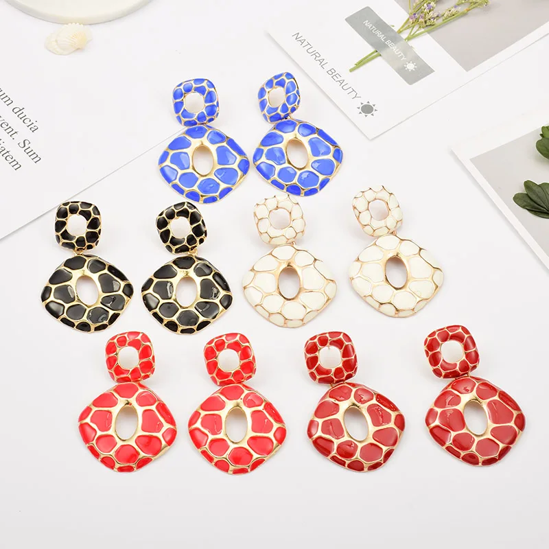 

2019 New Arrive Metal Oiling Drop Earrings Statement Hanging Dangle Pendientes Jewelry Accessories For Women Wholesale