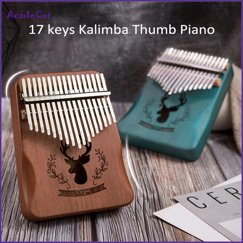 

Free shipping 17 Keys Kalimba Thumb Piano High-Quality Wood Mahogany Body Musical Instrument Portable Piano