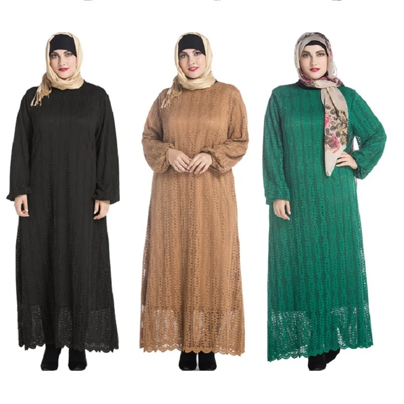 women's clothing muslim dresses  muslim gown loose dresses L-7XL plus size women's dresses muslim LACE clothing 5246
