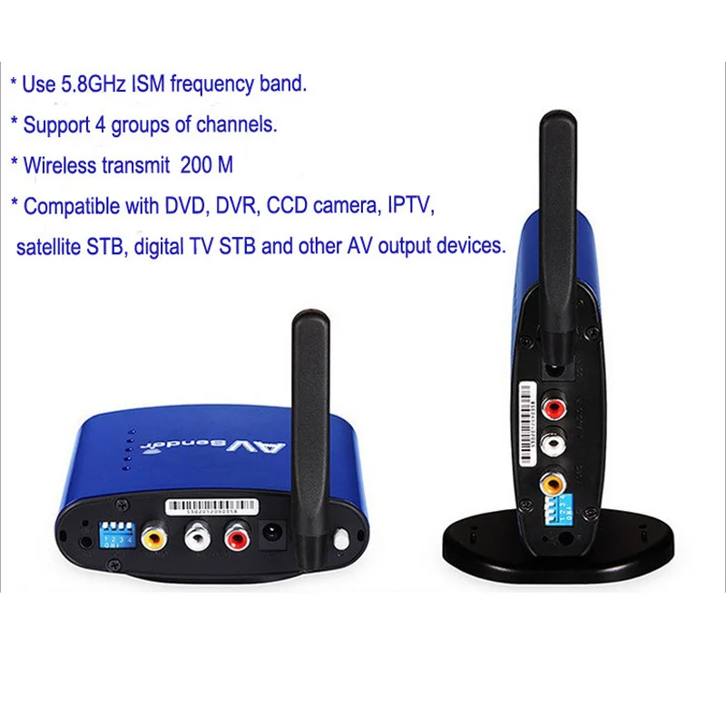 Беспроводной 5.8 Г av отправителя 200 м приемник передатчик для DVD DVR IPTV с Мощность