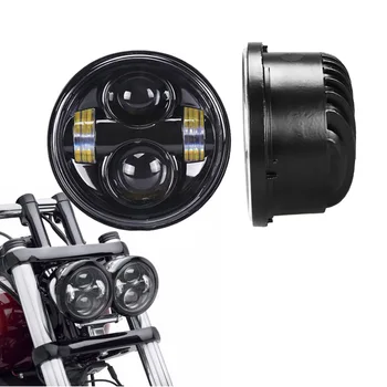 

1 Set 4.65" Inch Black Twin Dual LED Headlights For Har-ley Dyna Fat Bob Headlamp Dual Bullet Lamp