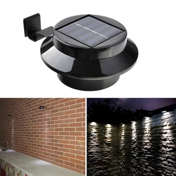 

New Hot Outdoor Solar Powered 3-LED Walllight Wall Path Landscape Mount Garden Fence Gutter Light Lamp
