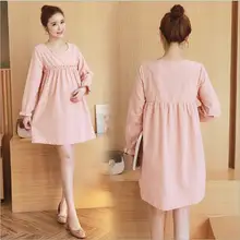 2016 Maternity Dress For Pregnant Women Pregnant Clothes Korean Fashion Loose Big Yards Stitching Dress Pink Vestdios