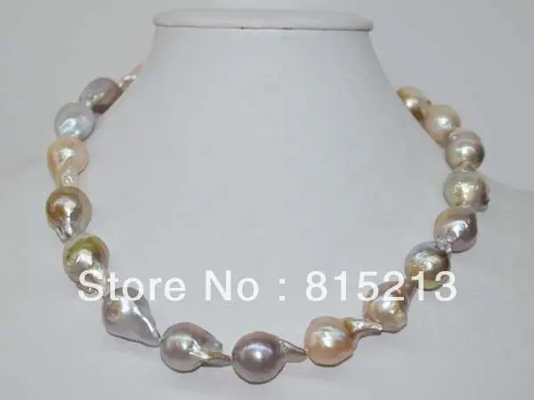 

FREE SHIPPING>@@> N850 Baroque 13-14mm unclear pearl necklace &