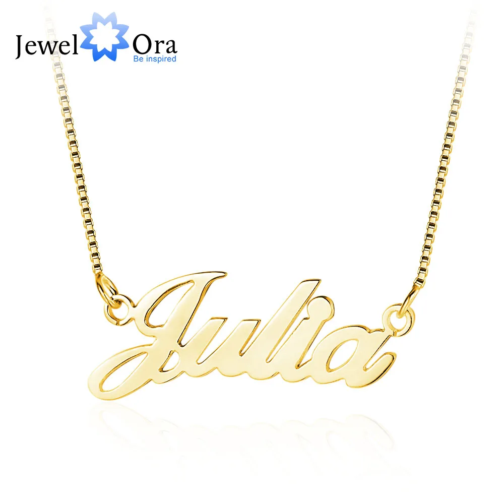 Name Necklace With Box Chain Commemorate Personalized Letter 925 Sterling Silver Pendant Necklace Gift (JewelOra NE102047)