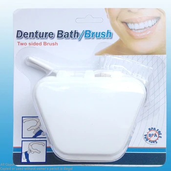 

Denture box with Toothbrush, for store and clean false teeth in travelling and at home