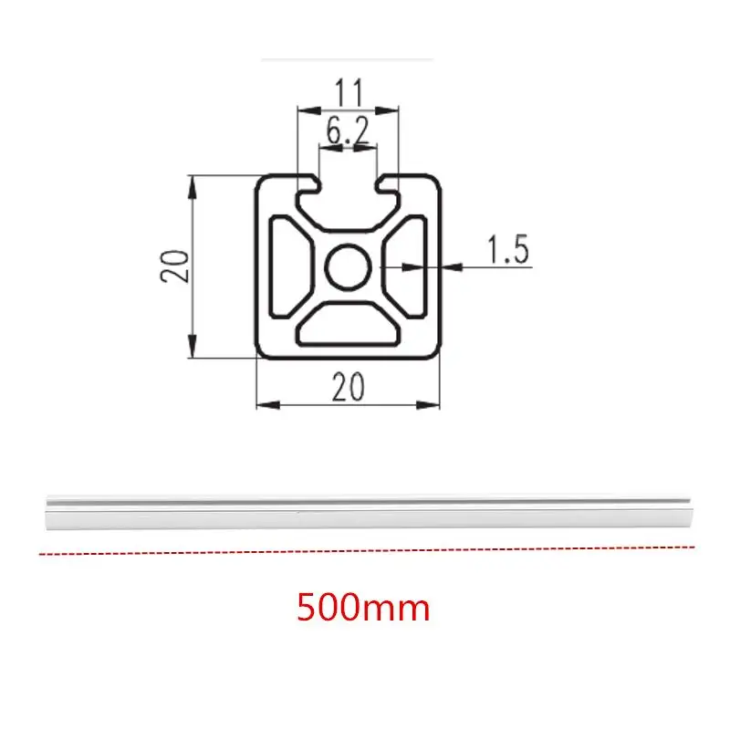 Серебро 500 мм длина 2020 одиночные t-слот алюминиевые профили, полученный экструзией рамка для ЧПУ 3d принтер плазменный лазер мебель подставка