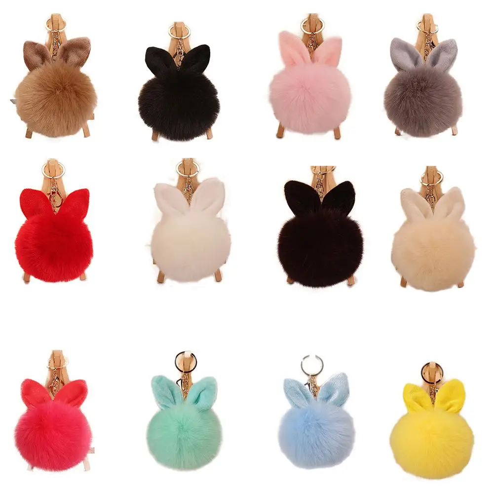 

Creative Rabbit Hairball Rabbit Ears Pendant Keychain For Men Women Bag Phone Car Pendant Pendant Decor
