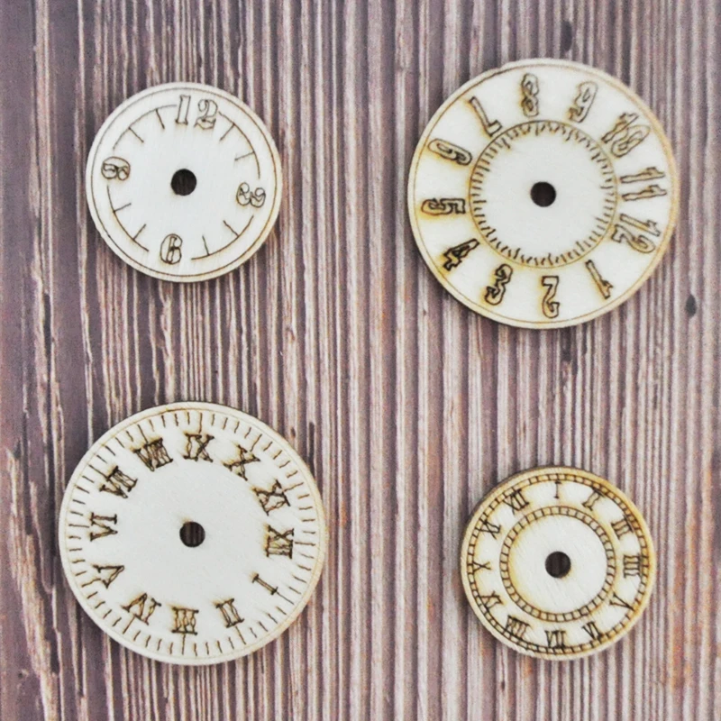 

Happymems Wholesales Wood Shapes Clock Design 120pcs DIY Crafts Natural Wooden Shape Home Decorations Wall Stickers Gifts