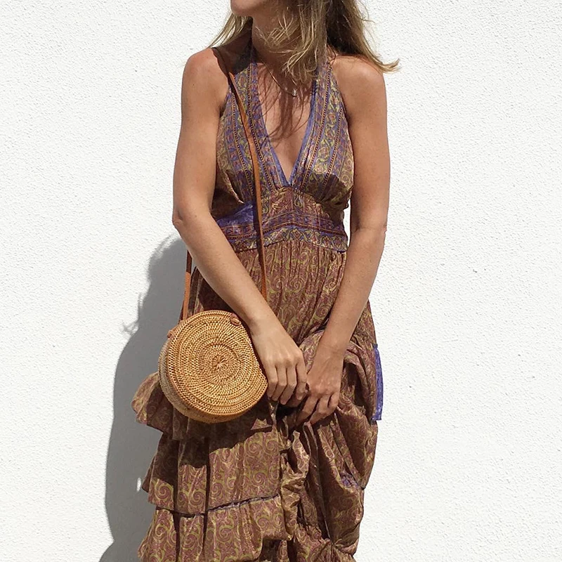 Caker Summer Woven Straw Bag Rattan Brown Black White Bohemia Beach Bag Handmade Circle Messenger Bag Butterfly Star Bags