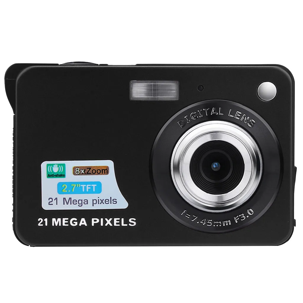 Cámaras Digitales 2019 2.7HD pantalla cámara Digital 21MP Anti-vibración Detección de cara videocámara 8X zoom Digital con micrófono c0612