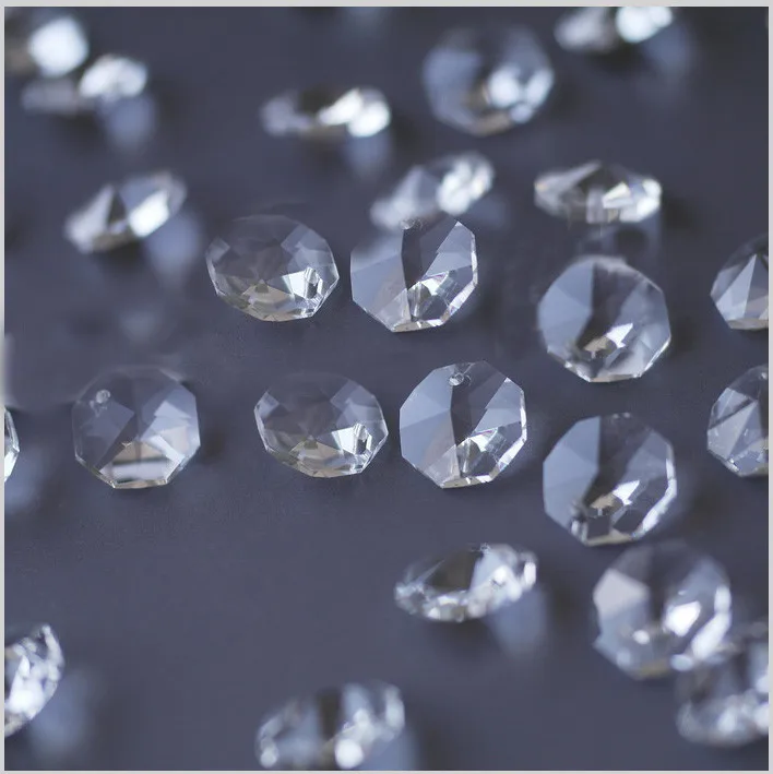 Free Shipping 500pcs/lot Top Quality Multicolor 14mm Crystal Glass Octagon Beads With One Hole For Crystal Chandelier Lamp Parts