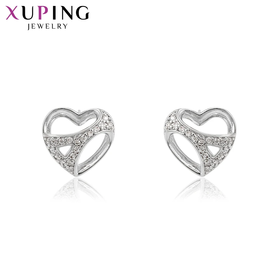 

Xuping Temperament Heart Shape Studs Earrings Rhodium Color Plated Jewelry Earrings for women Valentine's Gift M33-20047
