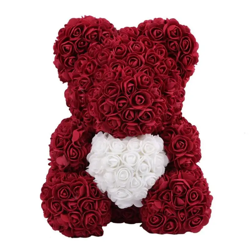 40 см сердце розовый мишка плюшевый мишка цветы Валентина Романтика искусственный медведь розы вечерние свадебные украшения Подарки для женщин